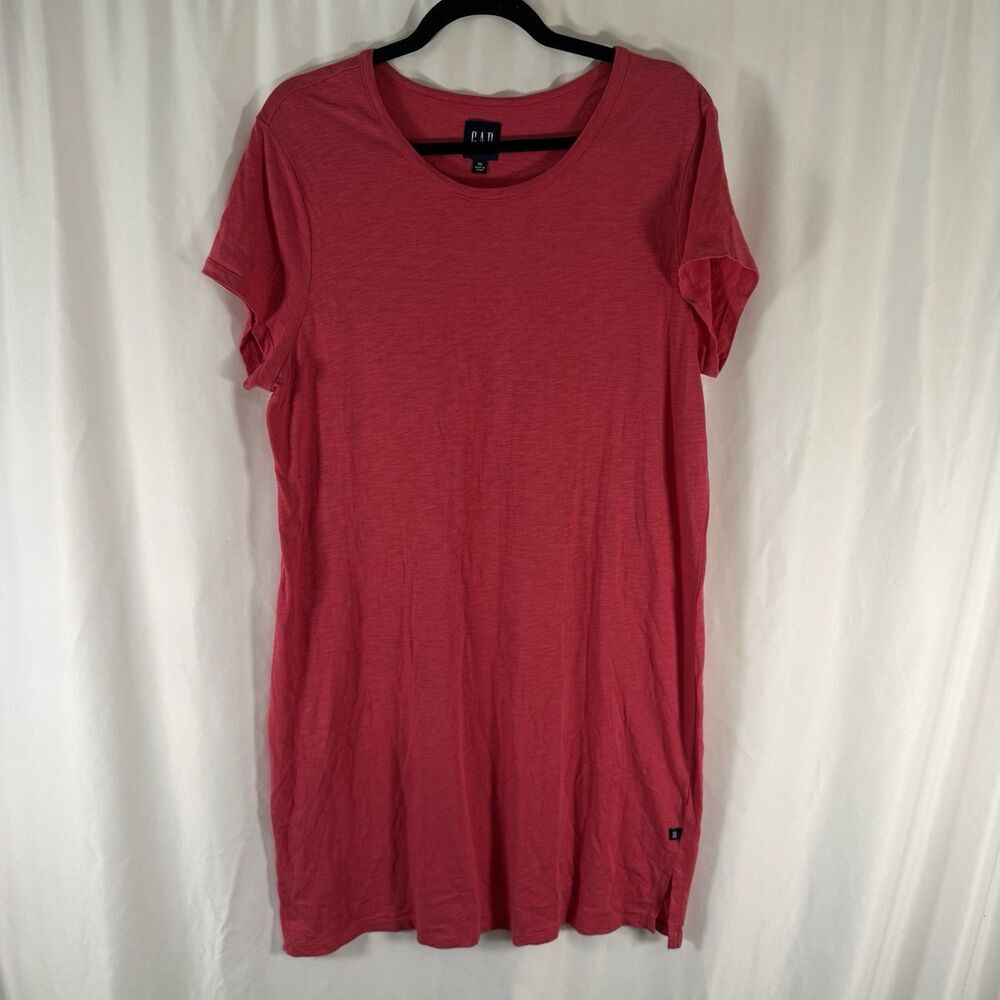 Gap Dress Women XL Red Cotton Modal Short Sleeve Round Neck Pullover Knee Length